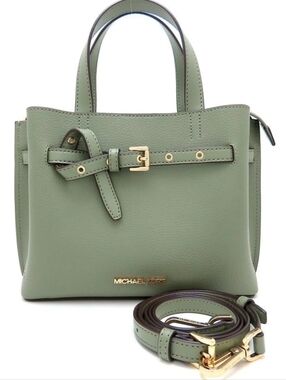 Michael Kors Handbag EMILIA Small Satchel 2Way Leather - ARMY GREEN